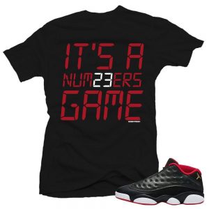 Jordan 13 Low Bred shirts to match 'Numbers Game' Black Sneaker Tees shirt