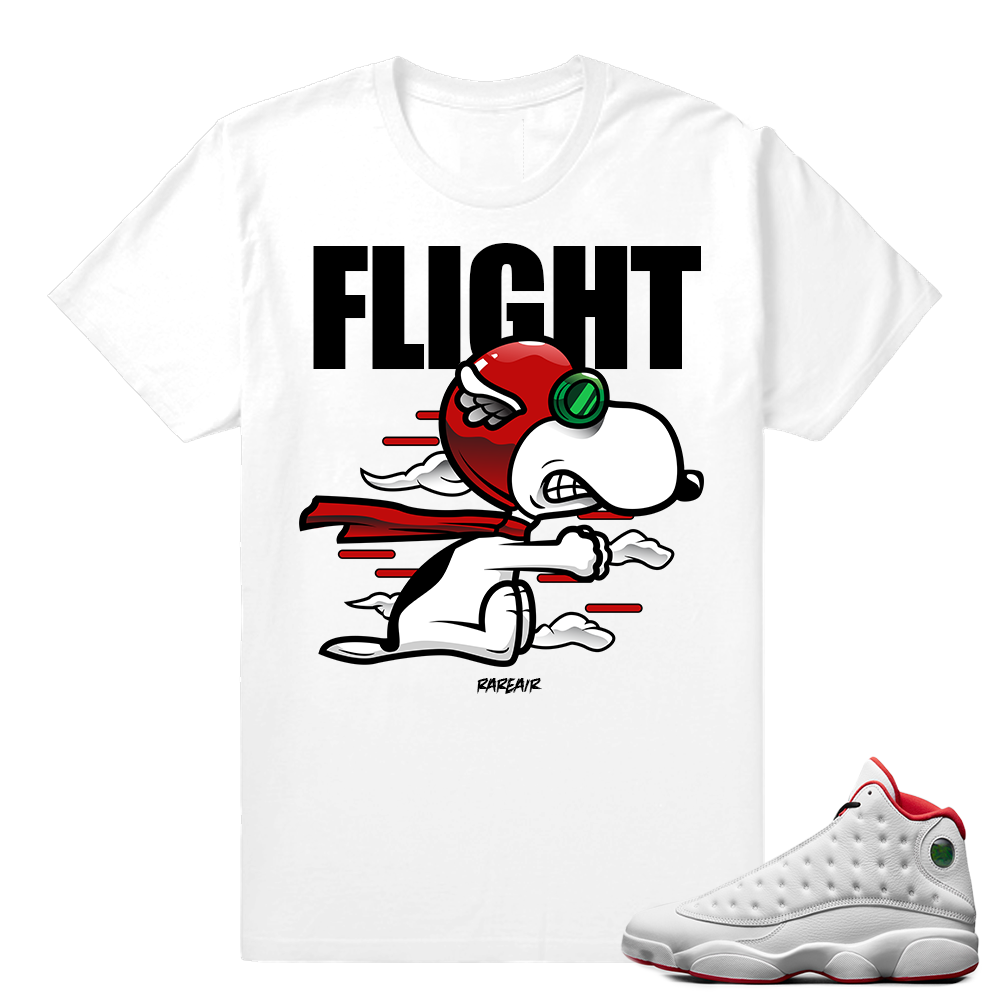 Jordan 13 Sneaker shirts to match- Flight Snoopy Shirt - White