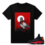 Jordan 13s Bred Live Fresh Pigeon Streetwear t shirt - Black