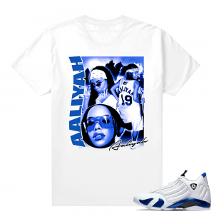 Jordan 14 Hyper Royal Matching Sneaker Tees Shirt - White - Aaliyah Vintage Rap