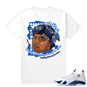 Jordan 14 Hyper Royal Matching Sneaker Tees Shirt - White - Big Worm