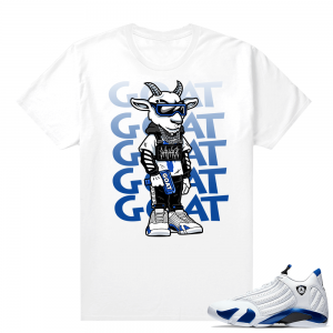 Jordan 14 Hyper Royal Matching Sneaker Tees Shirt - White - Goated