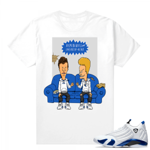 Jordan 14 Hyper Royal Matching Sneaker Tees Shirt - White - Hype Beast and Sneakerhead