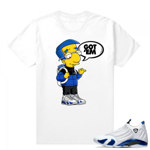 Jordan 14 Hyper Royal Matching Sneaker Tees Shirt - White - Millhouse Got EM