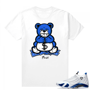 Jordan 14 Hyper Royal Matching Sneaker Tees Shirt - White - Money Bag Bear