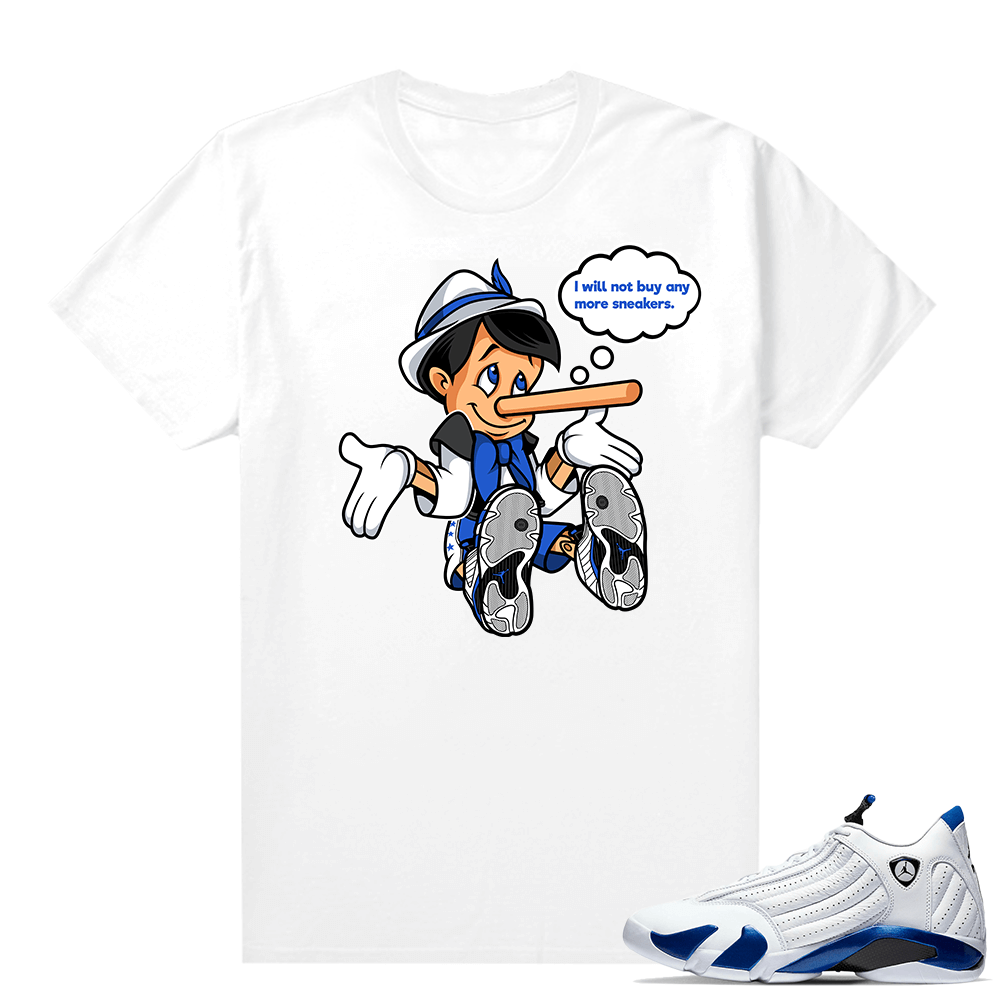 Jordan 14 Hyper Royal Matching Sneaker Tees Shirt - White - No More Sneakers