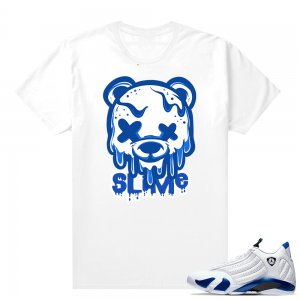 Jordan 14 Hyper Royal Matching Sneaker Tees Shirt - White - Slime Bear