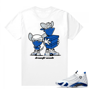 Jordan 14 Hyper Royal Matching Sneaker Tees Shirt - White - Sneaker Heist