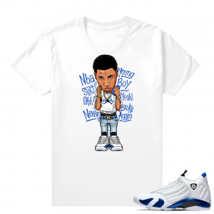 Jordan 14 Hyper Royal Matching Sneaker Tees Shirt - White - YoungboyToon