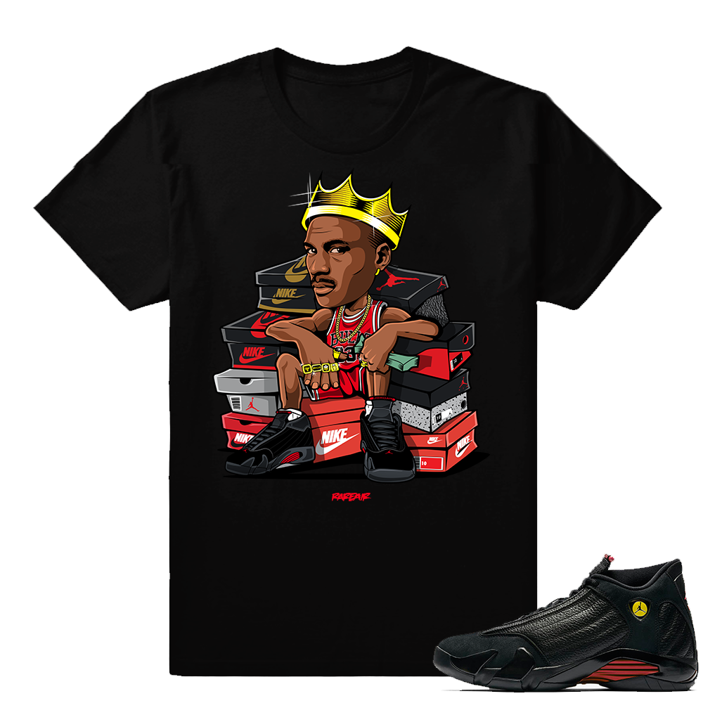 Jordan 14 Last Shot MJ King shirt  Black tee