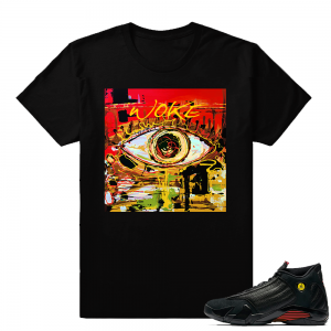 Jordan 14 Last shot tee shirt  Woke Abstract  Black tee