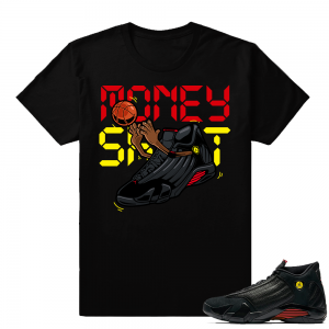 Jordan 14 last shot matching shirt  Money Shot Fly Kicks  Black tee