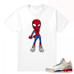 Jordan 3 Charity Game Shirt  Flossing Spidey  White tee