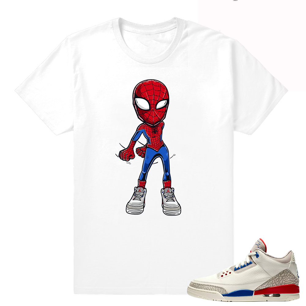 Jordan 3 Charity Game Shirt  Flossing Spidey  White tee