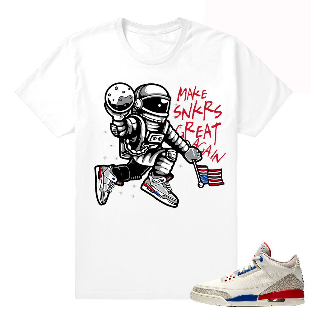 Jordan 3 Charity Game Tee shirt  Make Snkrs Great Again  White tee