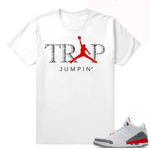 Jordan 3 Katrina Trap Jumpin shirt  White tee