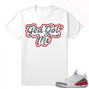 Katrina Jordan 3 Sneaker tee shirt  God Got Me  White tee