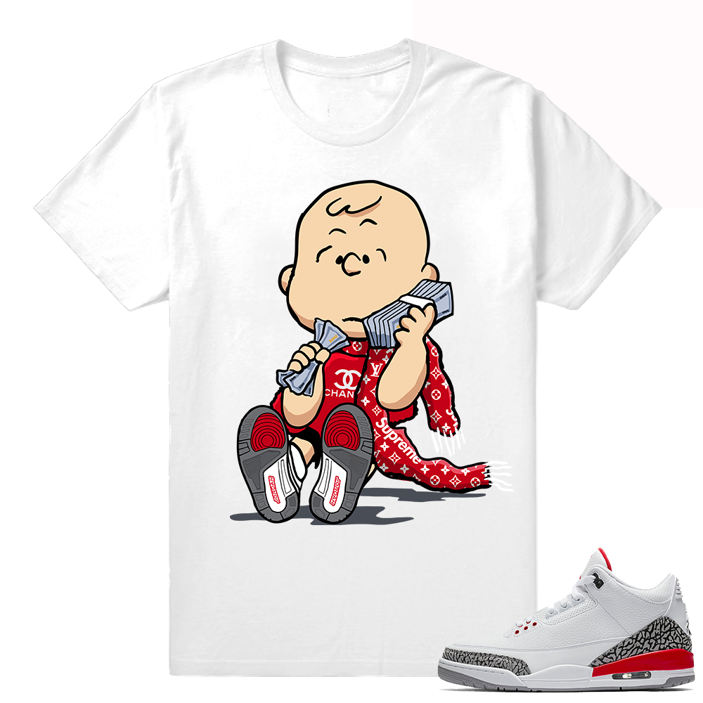 Jordan 3 Katrina matching tee shirts  Designer Van Pelt  White tee