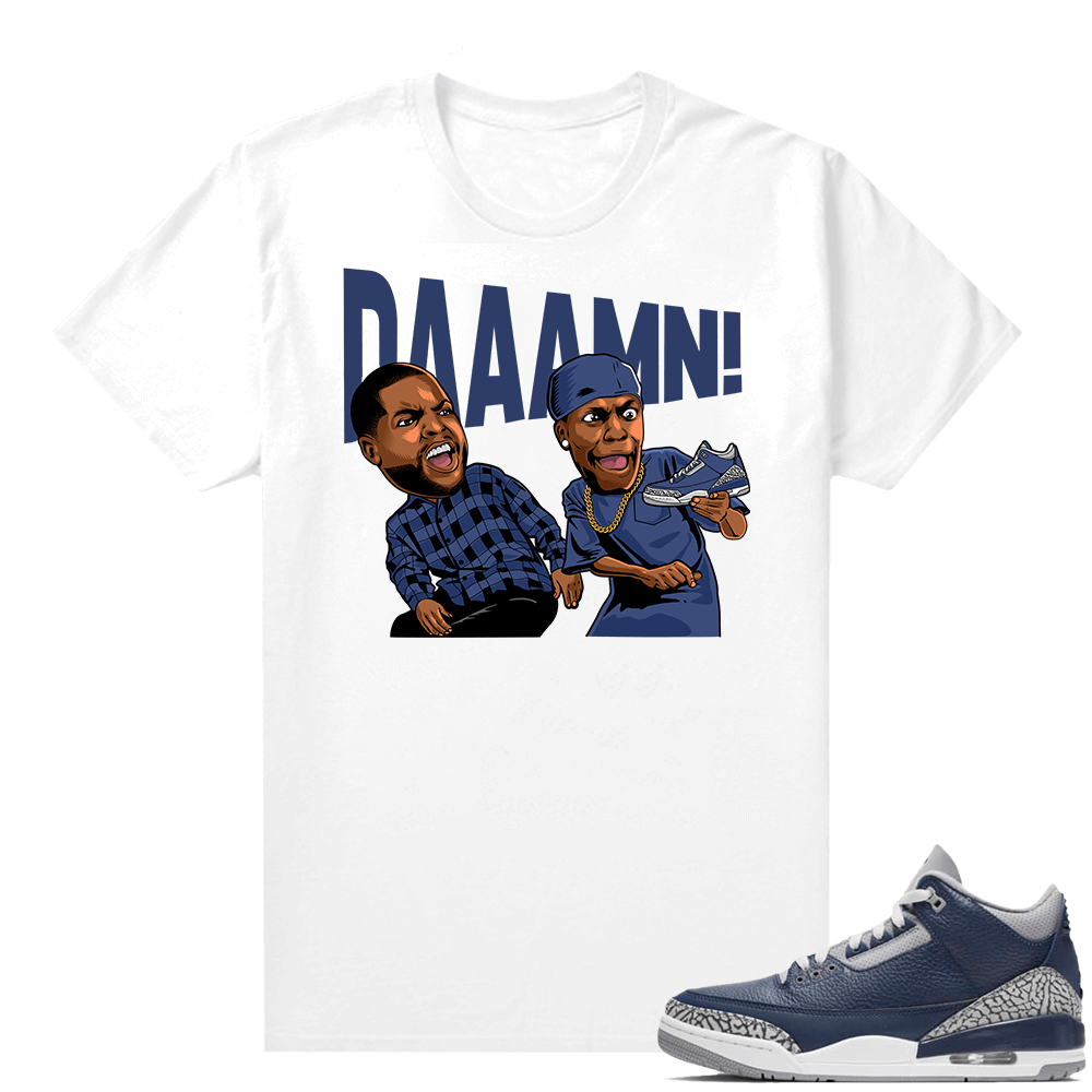 Jordan 3 Navy shirts to match White DAAAMN