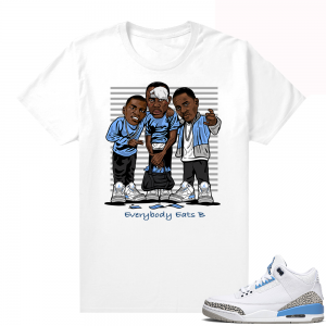 Jordan 3 UNC shirt - White - Everybody Eats B