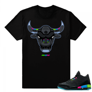 Jordan 3 shirt match Quai 54 Rare Air Bull  Bull 3s  Black tee