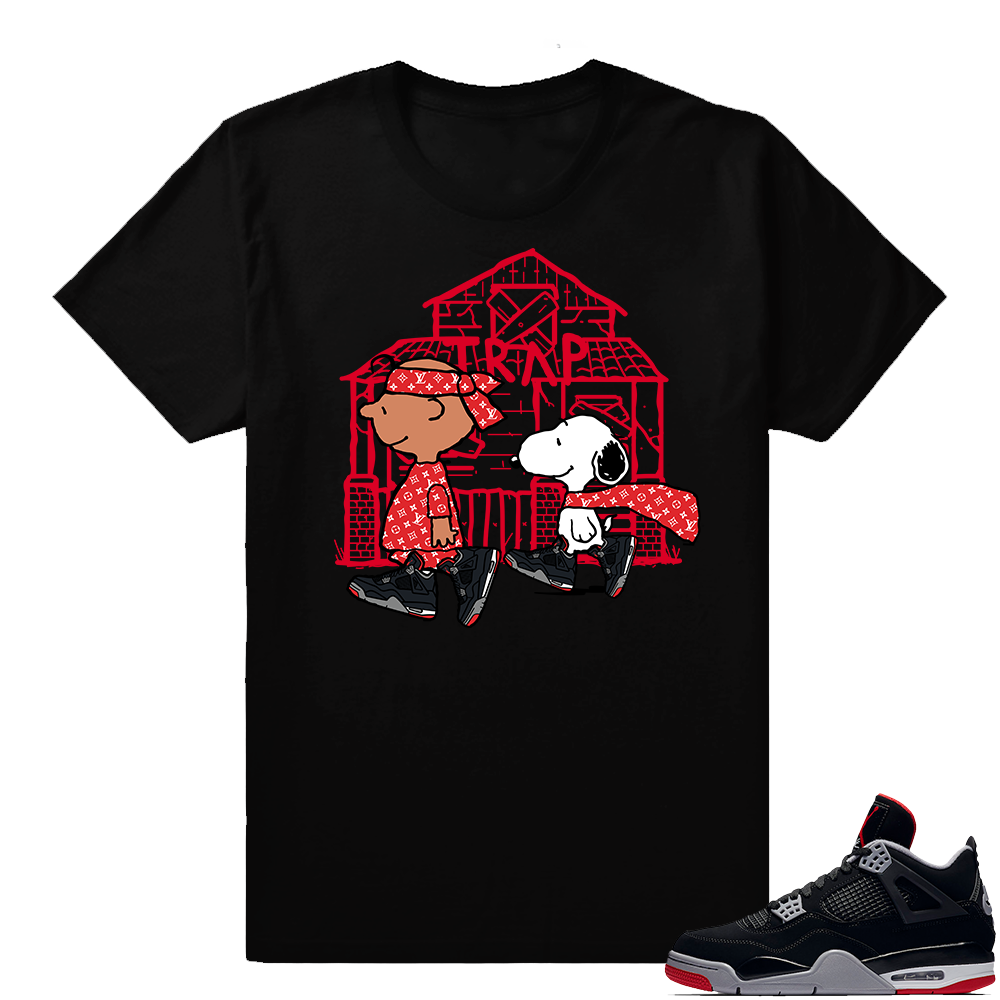 Jordan 4 Bred | Charlie & Snoopy Trap | Black Shirt