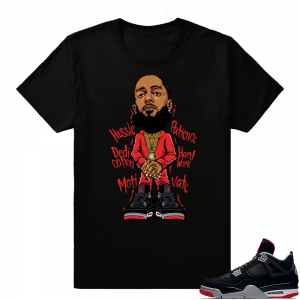 Jordan 4 Bred | Nipsey Hussle | Black Shirt