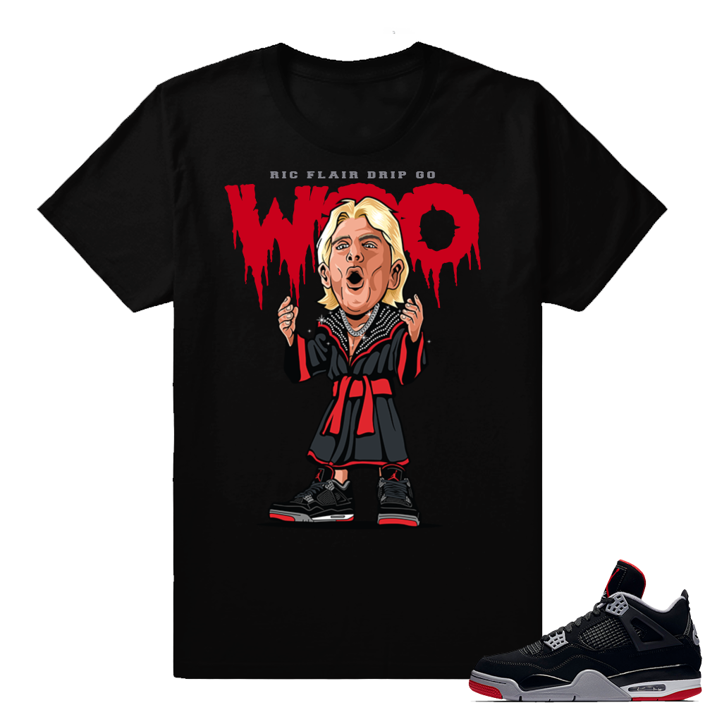 Jordan 4 Bred | Ric Flair Drip | Black Shirt