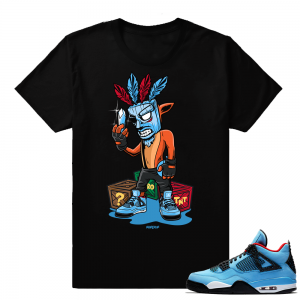 Jordan 4 Cactus Jack Crash Bandicoot shirt  Black tee