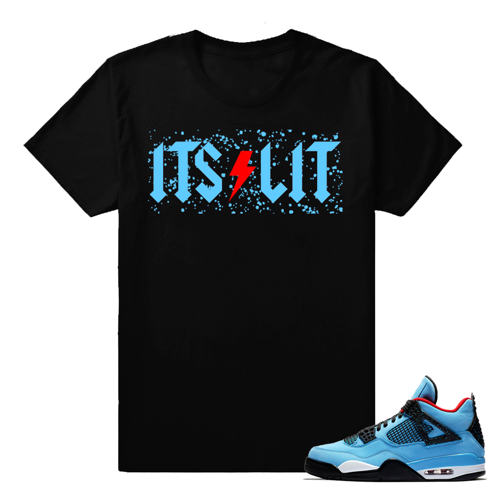 Jordan 4 Cactus Jack match shirt  Its Lit  Black tee