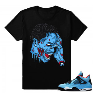 Jordan 4 Cactus Jack matching shirt  Travis Zombie  Black tee