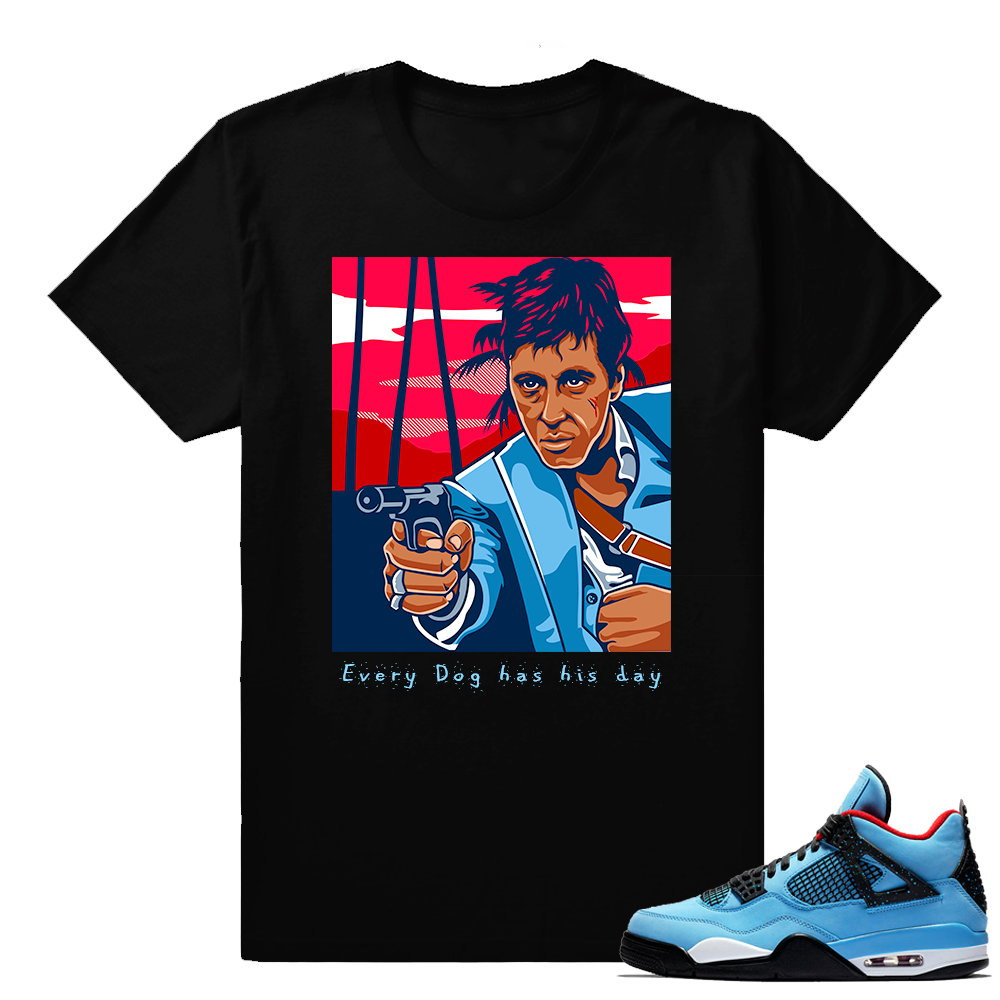 Jordan 4 Cactus Jack shirt  Every Dog has his day  Black tee