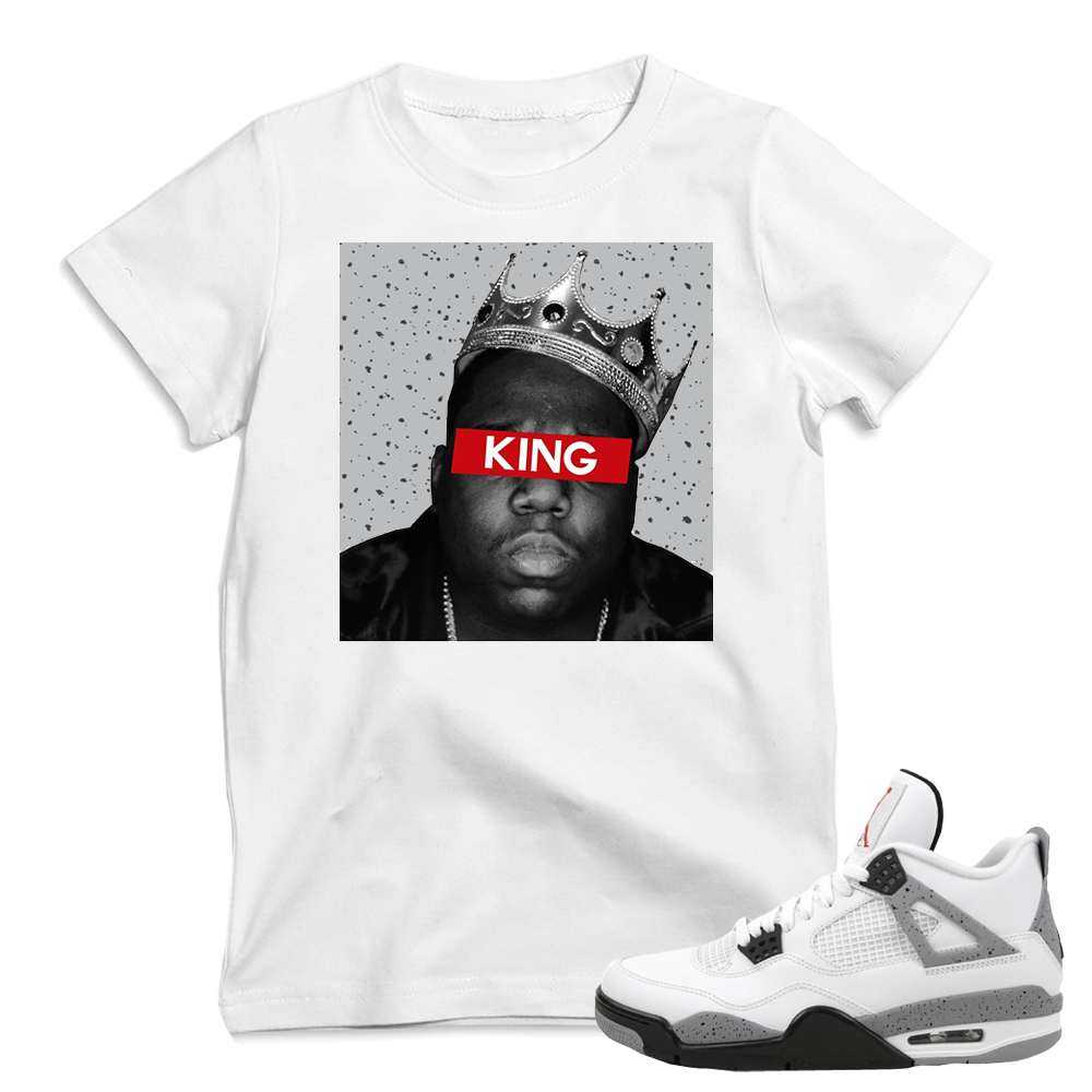 Match Air Jordan 4 Cement | 'KING Big' | White T shirt