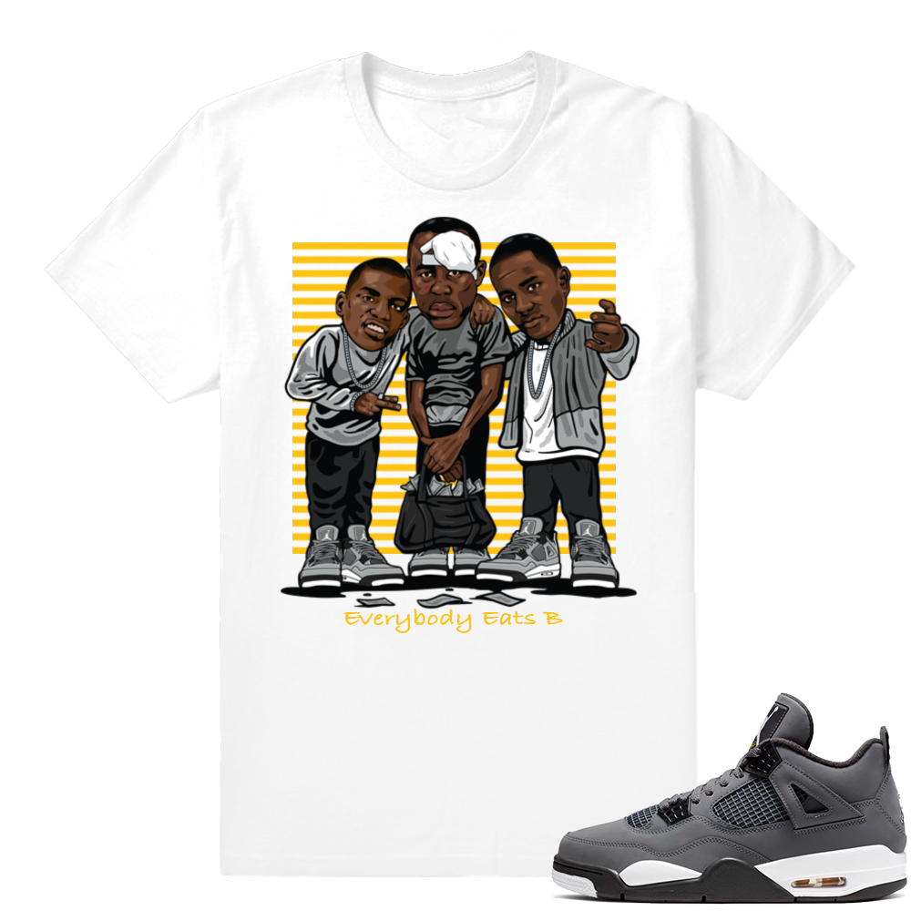 Jordan 4 Cool Grey | Everybody Eats B | White Shirt