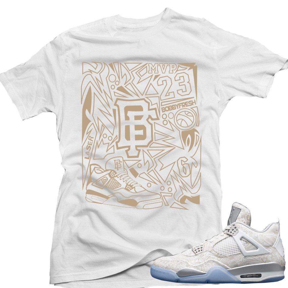 Jordan Retro 4 Laser matching shirt 'Laser Fresh' sneaker tee White