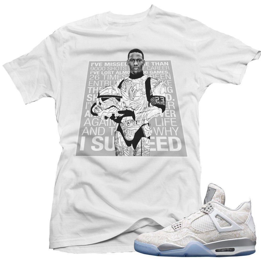 Jordan Retro 4 Laser matching shirt 'MJ Trooper' sneaker tee White