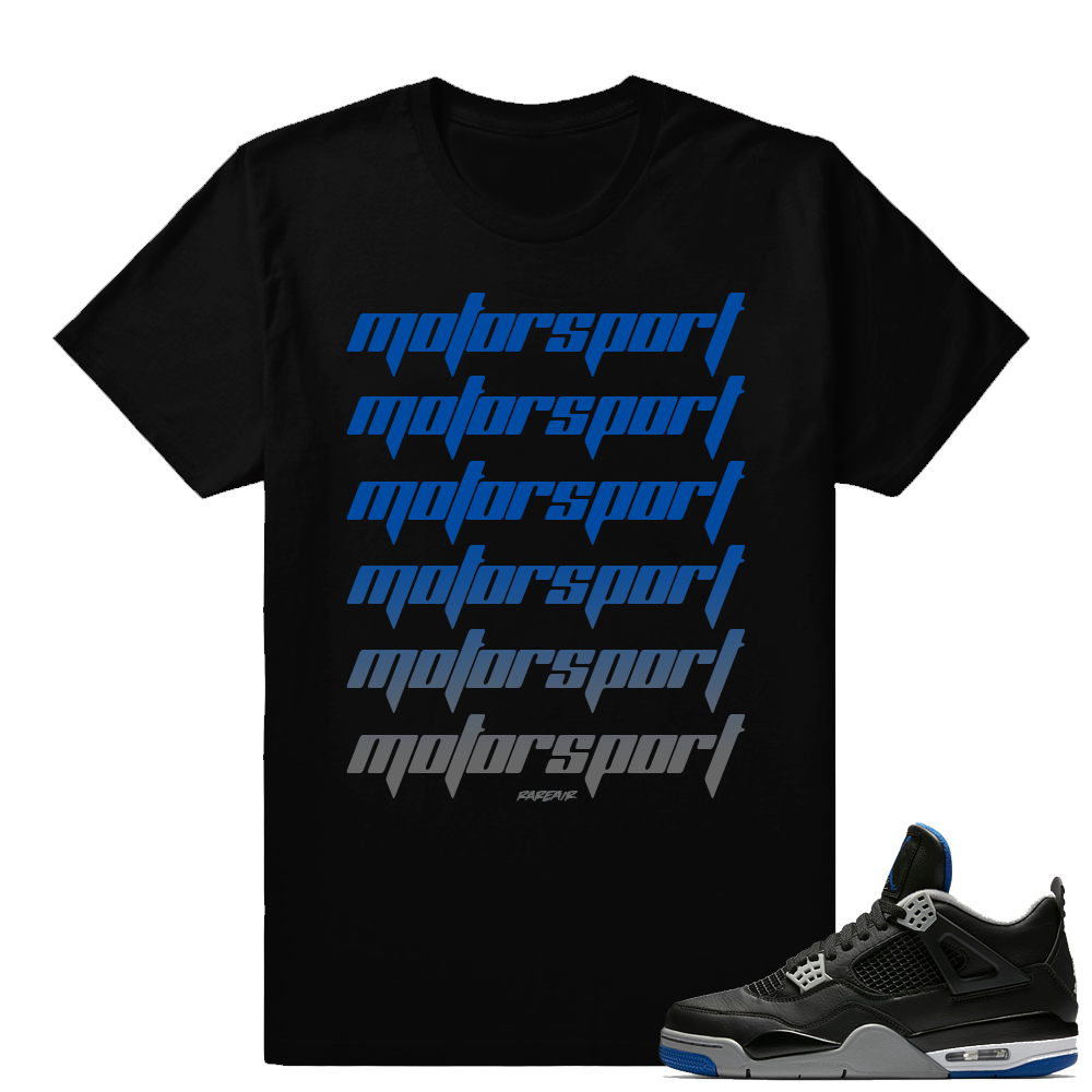 Match Air Jordan 4 Motorsport Away | Motorsport Rare Air | Black T shirt