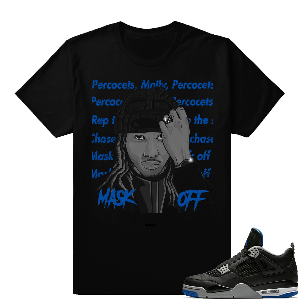 Match Air Jordan 4 Motorsport Away | Mask Off | Black T shirt