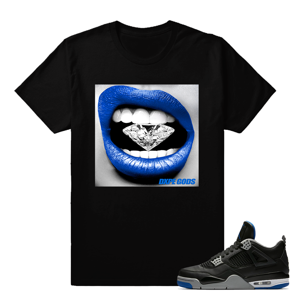 Match Air Jordan 4 Motorsport Away | Diamond Lips | Black T shirt