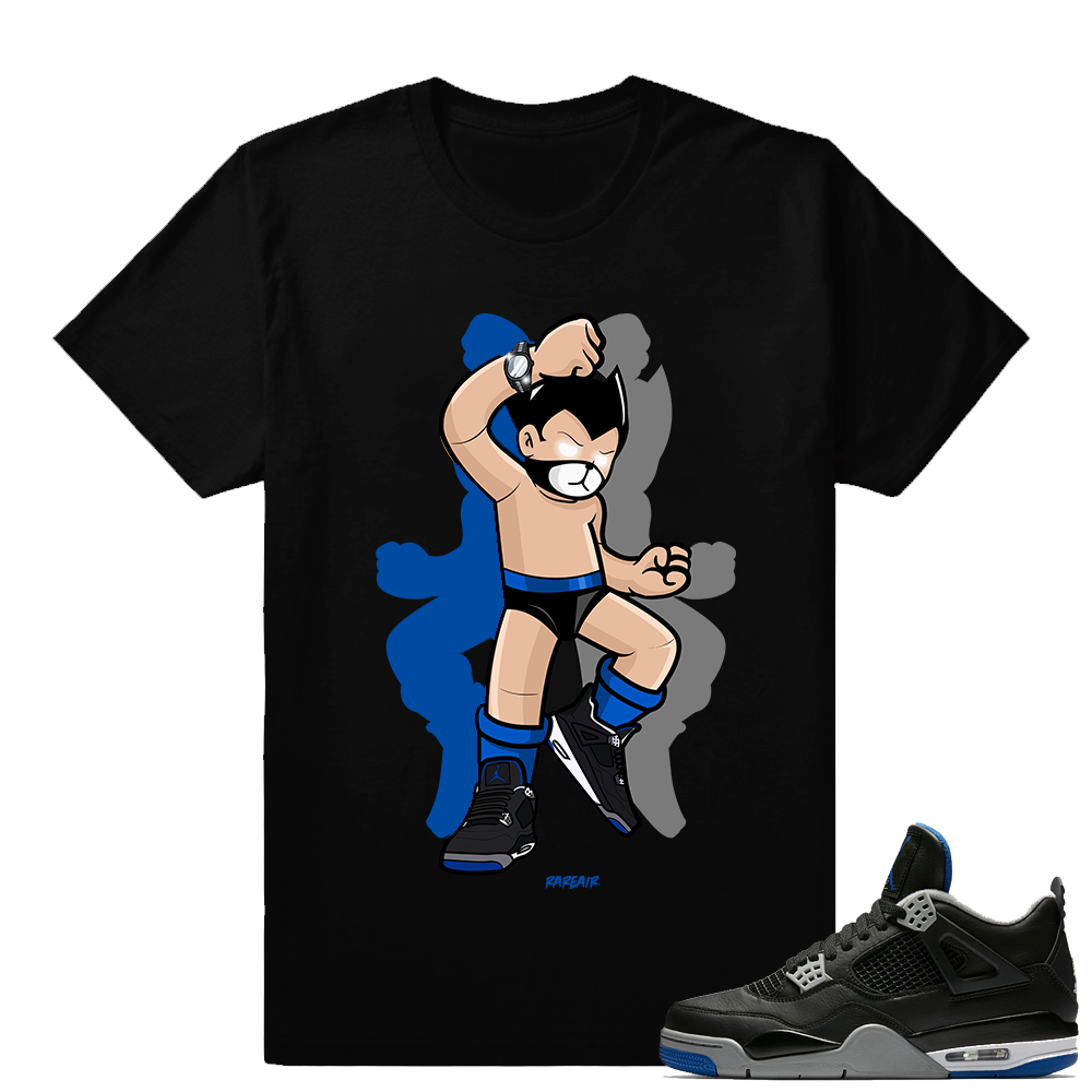 Match Air Jordan 4 Motorsport Away | Astro Boy x Motorsport IV | Black T shirt