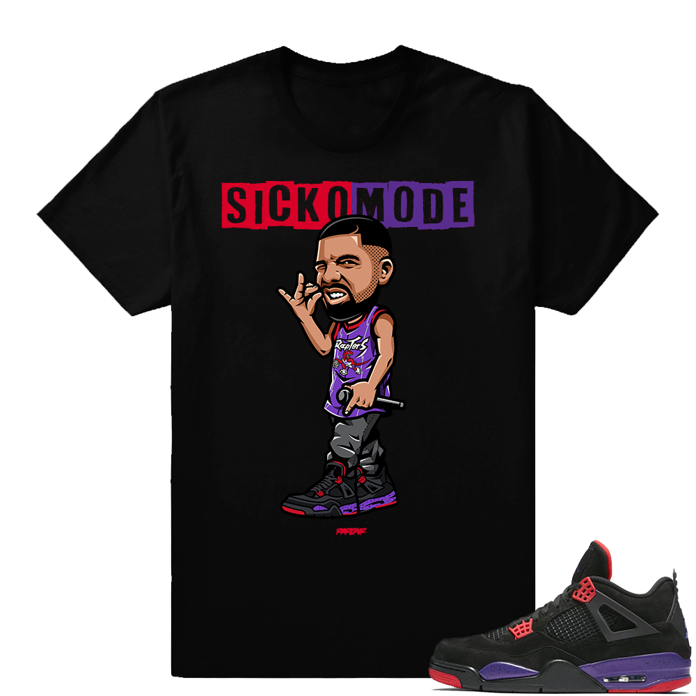 Jordan 4 Raptors Sicko Mode t shirt  Raptor 4s  Black Tee