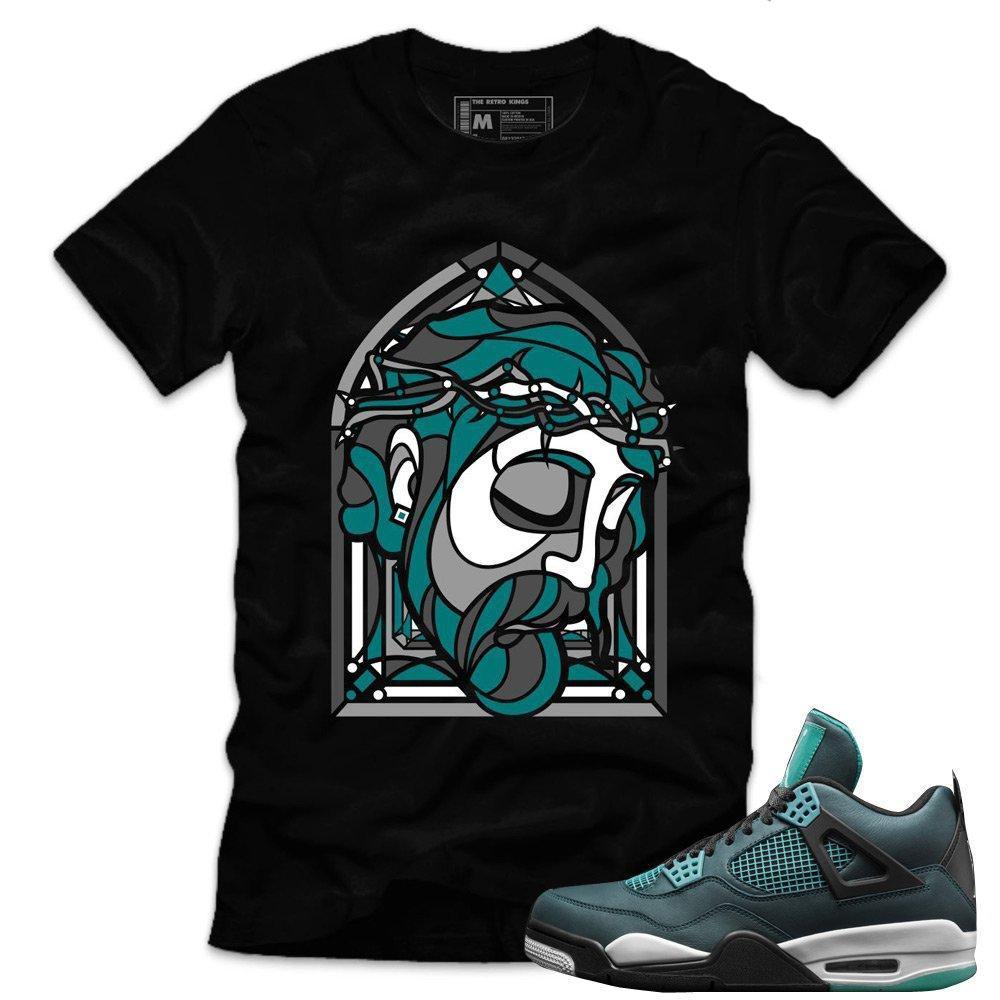 Jordan 4 Teal shirts to match 'Jesus Piece' Black Sneaker Tees shirt