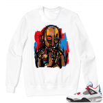 Jordan 4 What the Crewneck Sweatshirt White - Abstract Art 2Pac