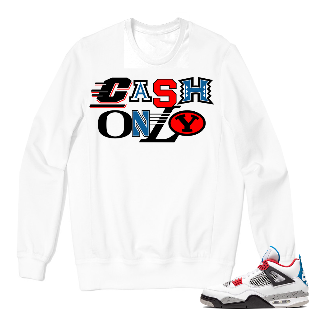 Jordan 4 What the Crewneck Sweatshirt White - Cash Only