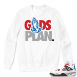 Jordan 4 What the Crewneck Sweatshirt White - Gods Plan