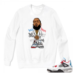 Jordan 4 What the Crewneck Sweatshirt White - Nipsey Hussle