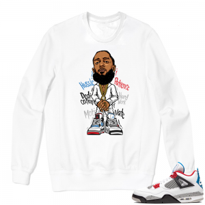 Jordan 4 What the Crewneck Sweatshirt White - Nipsey Hussle