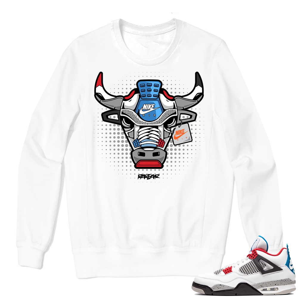 Jordan 4 What the Crewneck Sweatshirt White - Rare Air Bull