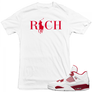 Air Jordan 4 Alternate 89 match 'Country Club Rich' t shirt| White T Shirt