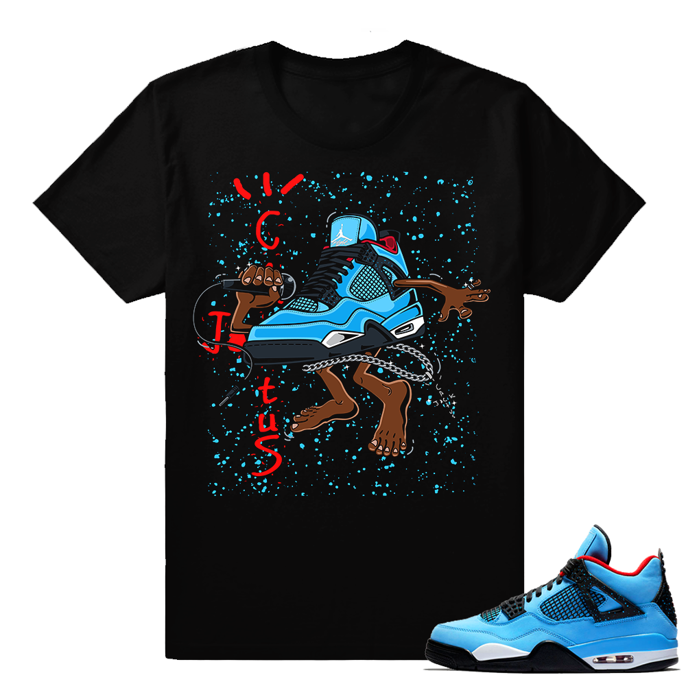 Jordan 4 shirt match Cactus Jack 4s  Fly Kicks  Black tee